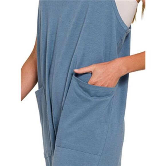 Zenana Spaghetti Strap Pocketed Jumpsuit - Picture 2 of 2